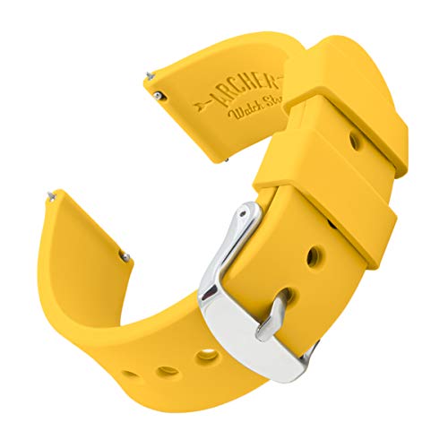 Archer Watch Straps - Silicone Quick Release Soft Rubber Replacement Watch Bands (Naples Yellow, 20mm)