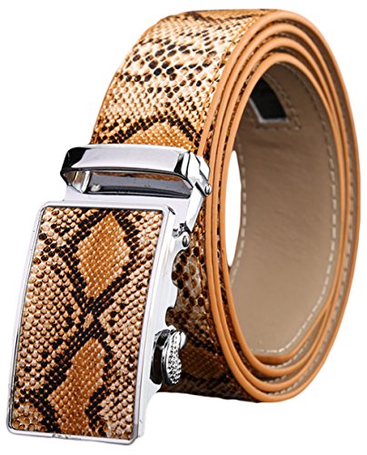 Ayli Men's Genuine Leather Ratchet Belt, Alligator or Snakeskin Embossed