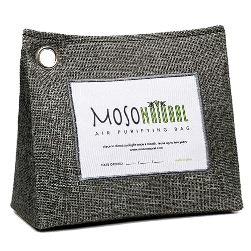 Moso Natural Air Purifying Bag 600g (1.3lbs) A Premium Scent Free Bamboo Charcoal Odor Absorber. Kitchen, Bedroom, Basement, Large Room. Luxury Stand Up Design. Two Year Lifespan