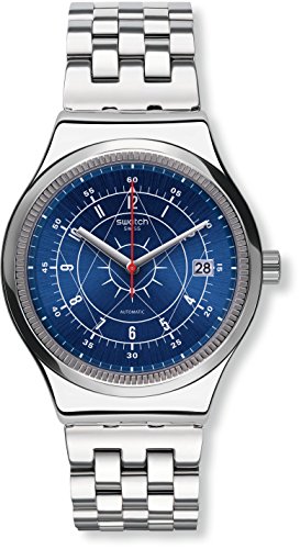 Swatch Mens Analogue Automatic Watch with Stainless Steel Strap YIS401G, Silver/Blue, One Size, Bracelet