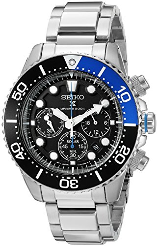 Seiko Men's SSC017 Prospex Solar Stainless Steel Dive Watch