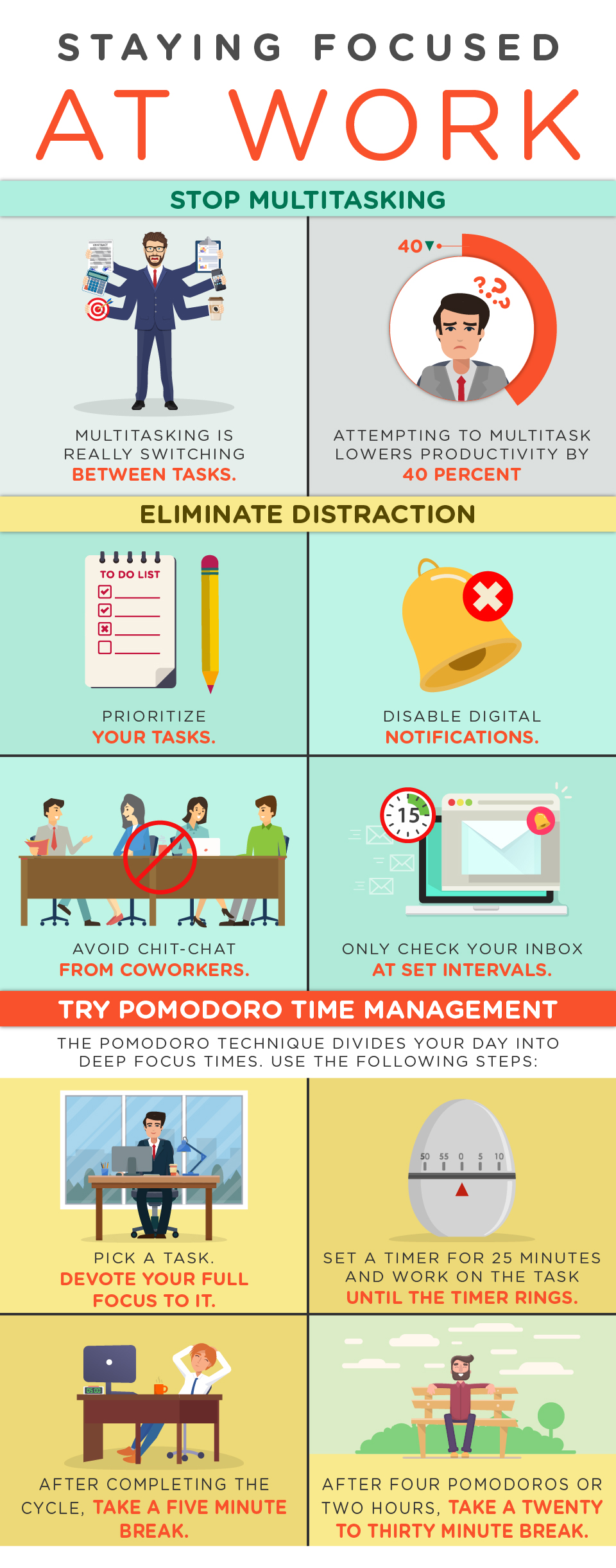 Staying Focused at Work Infographic - work life balance