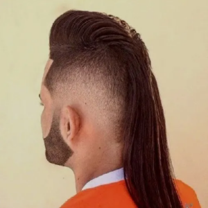 Long and flowing natural mullet
